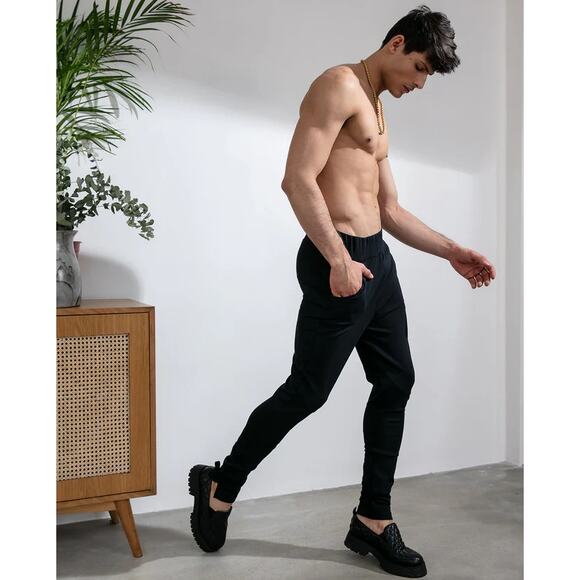 Orttu New York Jersey Pants Black XXL Slim Fit Elastic Waist Active Grunge - Picture 3 of 15